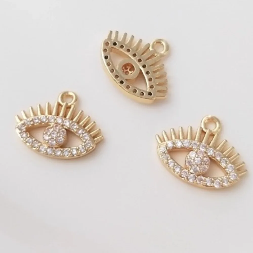 

1 шт. медные подвески 14 К золото цвет миниатюрный циркон кулон в виде глаз аксессуары ручной работы DIY браслет ожерелье ухо