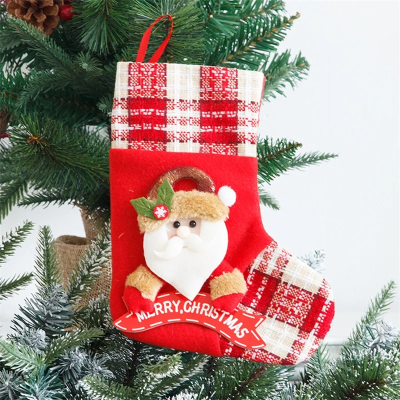 Christmas Pendant Decoration Stockings  Santa Claus/Snowman/Reindeer Candy Bags  Holiday Party Decorations