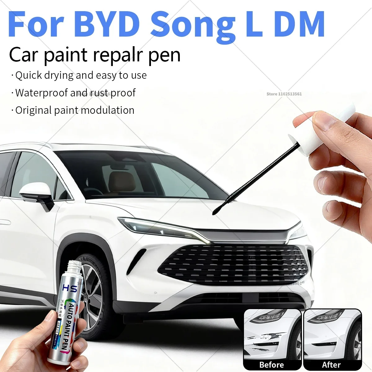 

Ручка для ремонта автомобильной краски, средство для удаления царапин, сделай сам, автоаксессуары, черный 147, белый, WAZ, синий lce, голубой, серый 129 для BYD Song L DM