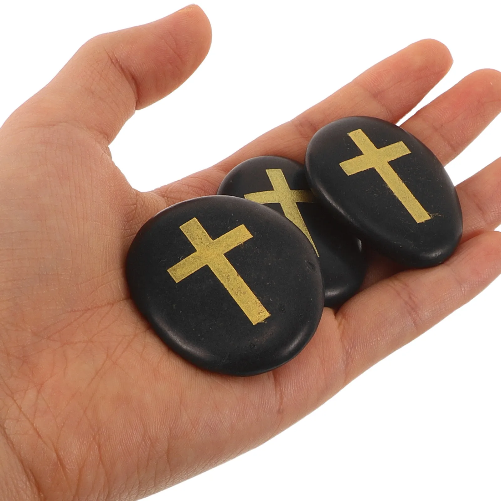 6Pcs Cross Pocket Comfort Stones Polished Natural River Rocks Engraved Inspirational Prayer Stones Christian Encouragement Gifts