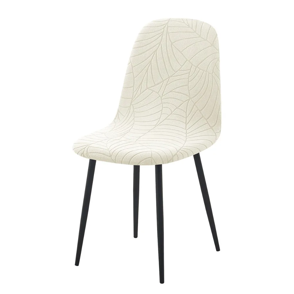 Leaf Jacquard Chair Seat Slipcover Solid Color Elastic All-inclusive Armless Shell Chair Case Dust-proof Stretch Spandex