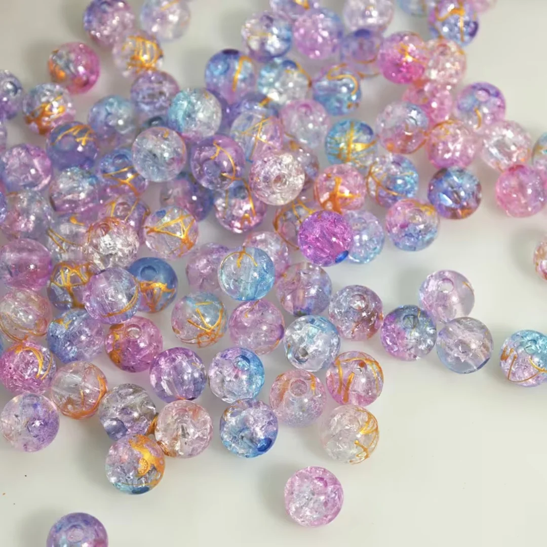 8mm Blue Purple Brushed, Cracked Beads, Acrylic, DIY Jewelry, Pendants, Decorations, Clothing Beads. Holiday Gift
