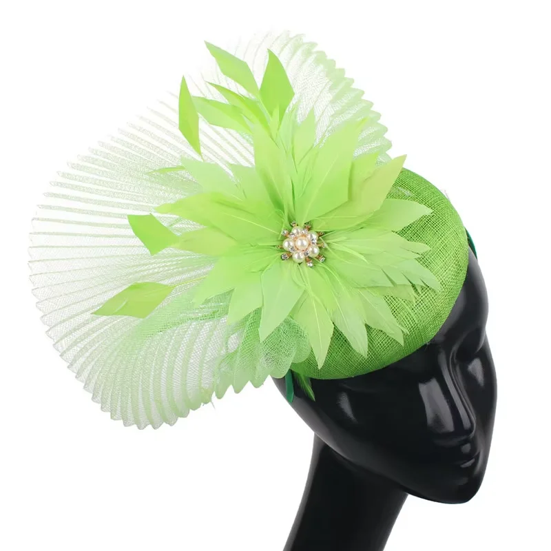 

Elegant Women Fashion Wedding Millinery Flower Feather Fascinators Hat Headband For Ladies Elegant Party Tea Dinner Headpiece
