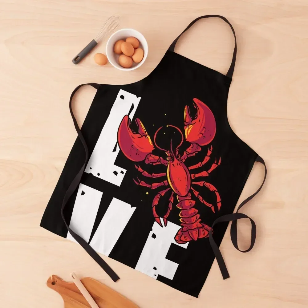 Love Crawfish Freshwater Crayfish Cajun Party Boil Master Apron kitchen woman work gowns for women cleaning Apron