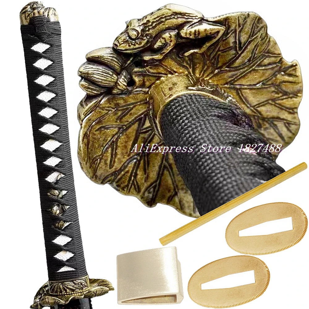 Frog Theme Tsuba Katana Japanese Samurai Sword Wakizashi Accessory Set Alloy Guard/Menuki/Fuchi/Kashira/Handle/Habaki/Seppa