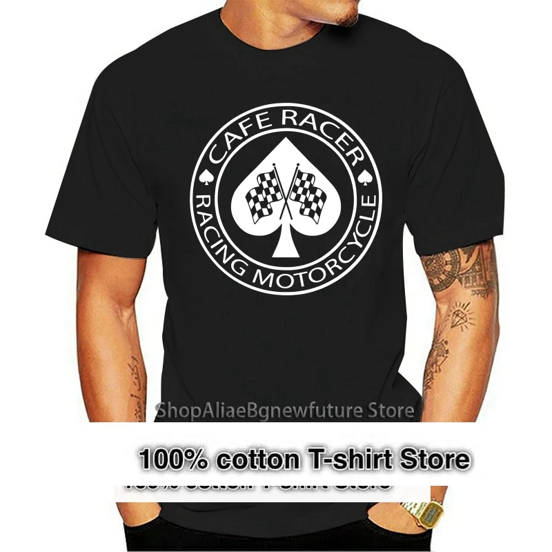 

Cafe Racer Racing Motorcycle Ace Of Spades T Shirt Graphic Novelty Cotton Spring Slim O-Neck Create New Fashion Shirt