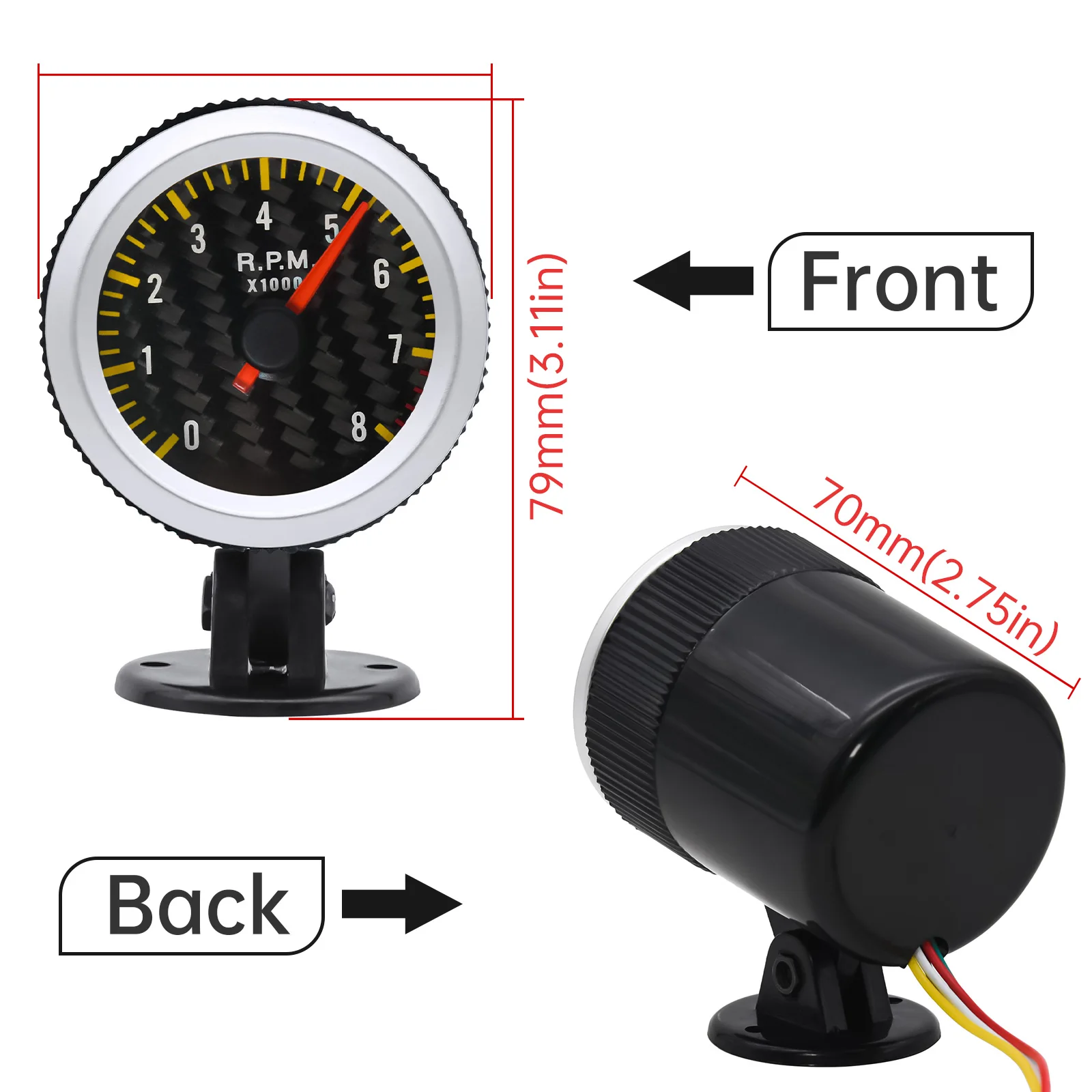 0~8000 RPM Meter Car Tachometer + Gauge Holder Tacho Gauge 52mm Car Motor Pointer Meter 12V 1~8 Cylinder Gasoline-Engines
