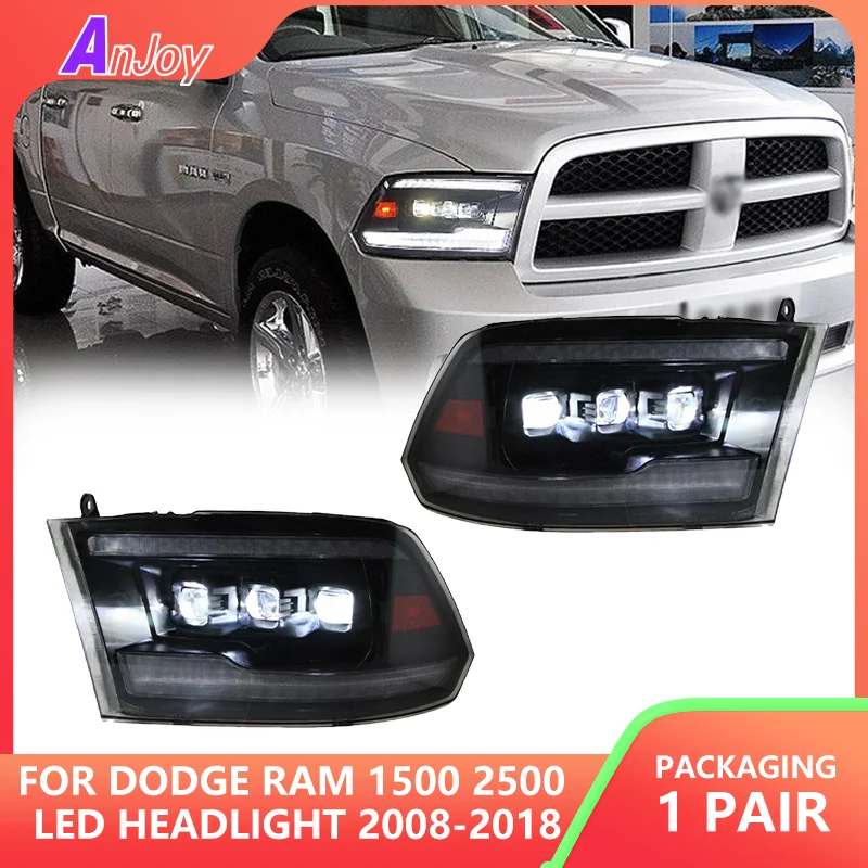 

Лампа для Dodge RAM 1500 2500, светодиодная фара 2008-2018, фары RAM DRL, указатель поворота, дальний свет, линза проектора «ангельский глаз», 2 шт.