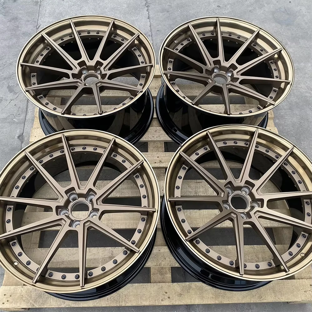 鍛造レーシングカーホイール 20 21 22 24 26インチ カスタム ブラッシュドブロンズリップ BMW用リム 5x112 5x120 2ピースホイール