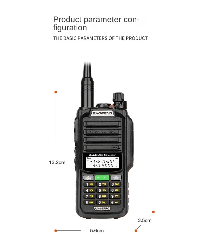 Imagem -06 - Walkie-talkie Impermeável Antena de ar uv Ip68 Estação Marinha Vhf de Alta Potência Manual Auto-condução ao ar Livre Baofeng-uv-98pro