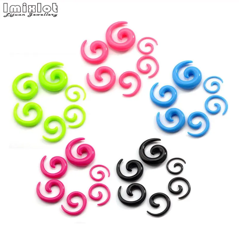 12pcs 2-8mm Acrylic Spiral Ear Gauges Fake Ear Tapers Stretching Plugs Tunnel Expanders Earlobe Body Piercing Jewelry