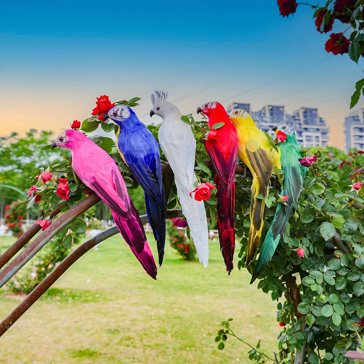 3pcs 25/35cm vibrant pirate parrot statue garden decoration Vibrant bird design Outdoor bird decoration