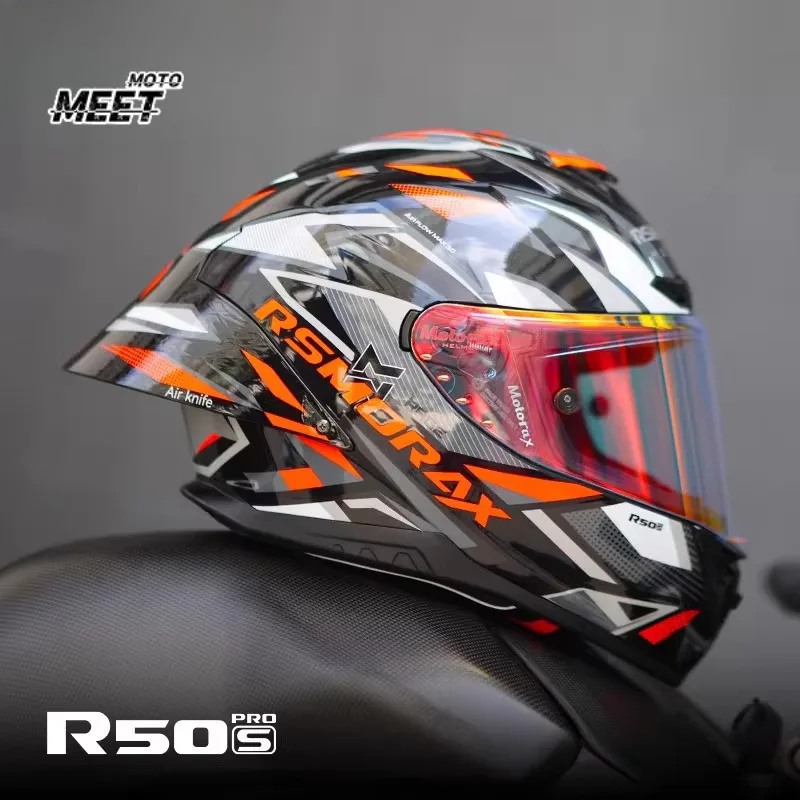 Motorax R50SPRO Motorcycle Full Helmet Large Tail Retro Cruise Moto Helmet Double Lens Capacete De Moto CapaceteMotocrossDOT