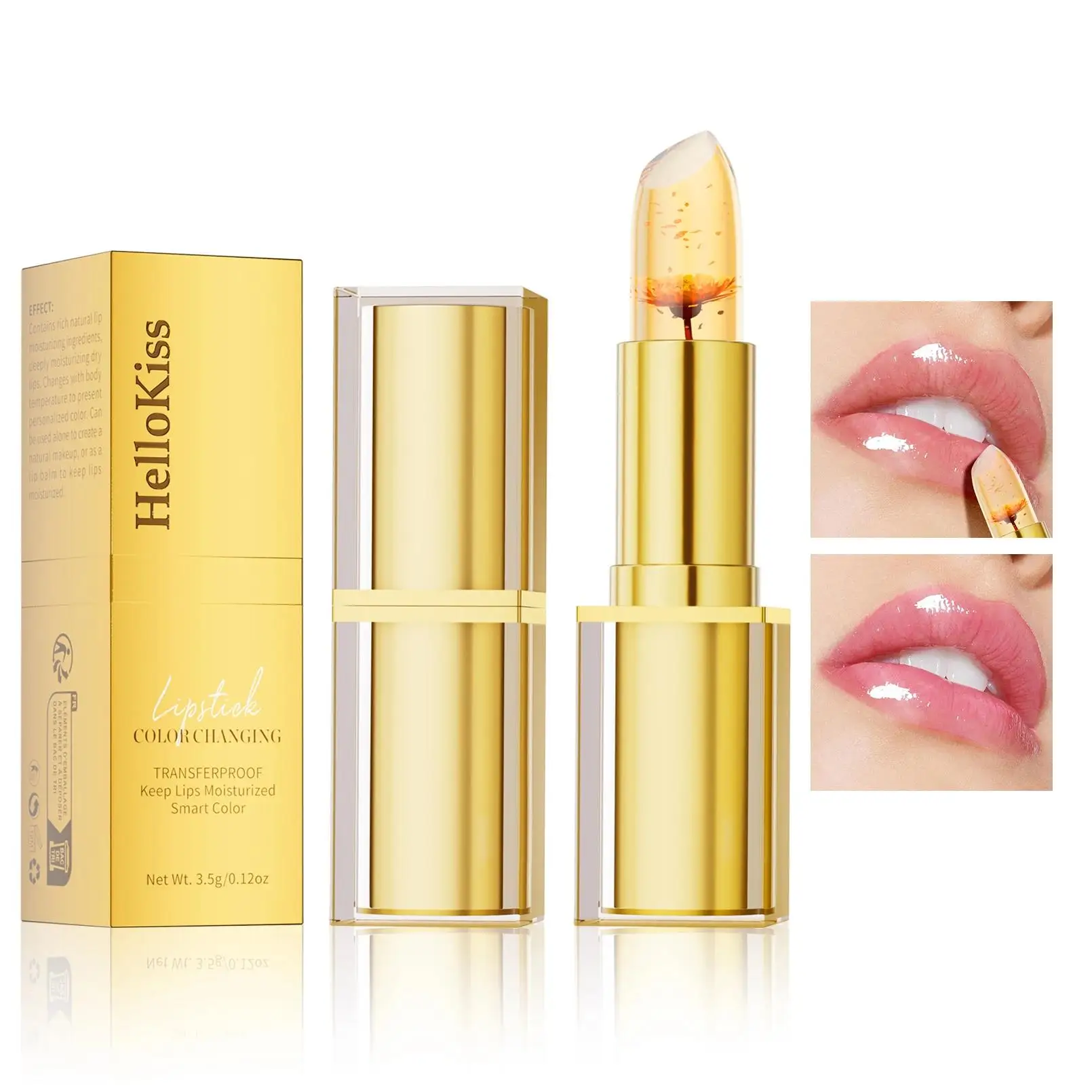 Gold Foil Lipstick Plumping Shift Balm Moisturizing Non Transfer Nourishing Color Change Longwear Vegan Lipcare