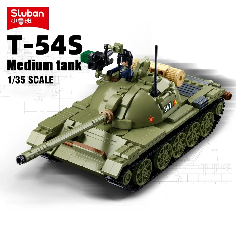 Sluban Main Battle Tank Building Blocks:Classic World War II Military Armored Vehicle Model Bricks for Kids Boys-Great Gift Idea