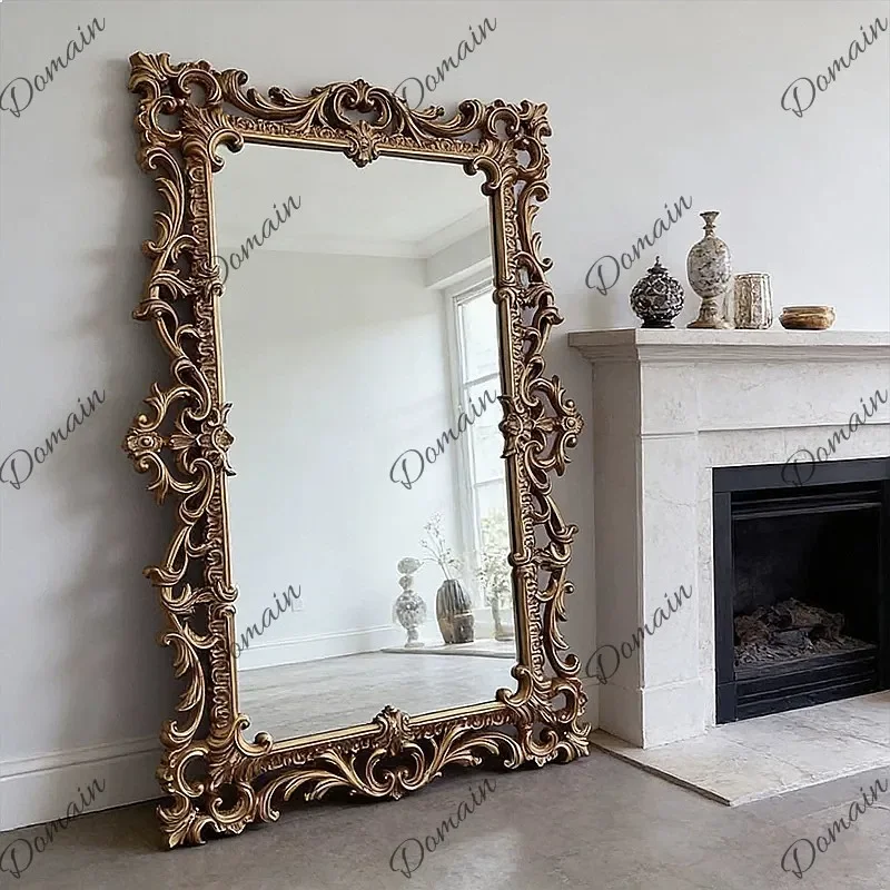 81 N Vintage Baroque Floor Mirror, Full Body Standing Mirror for Bedroom, Antique Dressing Mirror for Wardrobe