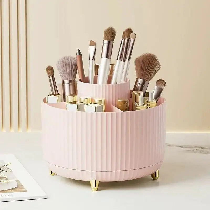 

Japanese Style Rotating Desk Organizer, Multi-Purpose Stationery & Makeup Caddy, Vanity & Office Storage for Brushes Pens