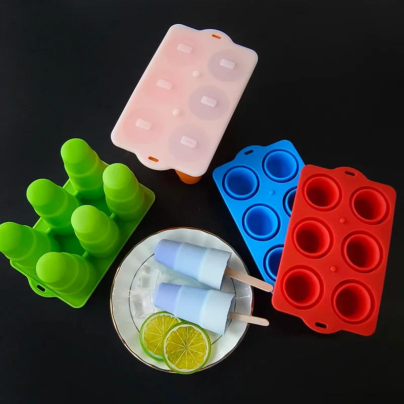 Moule à Crème Glacée Pliable en Silicone, 6 en 1, de Qualité Alimentaire, à 6 Cavités