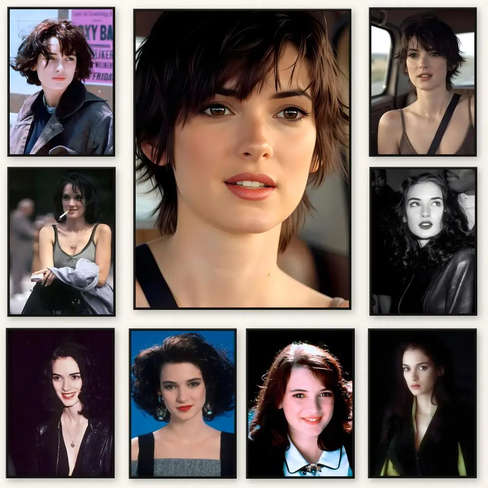 Famous actress Winona Ryder Poster Frameless Peel-and-Stick Removable Wall Art Print