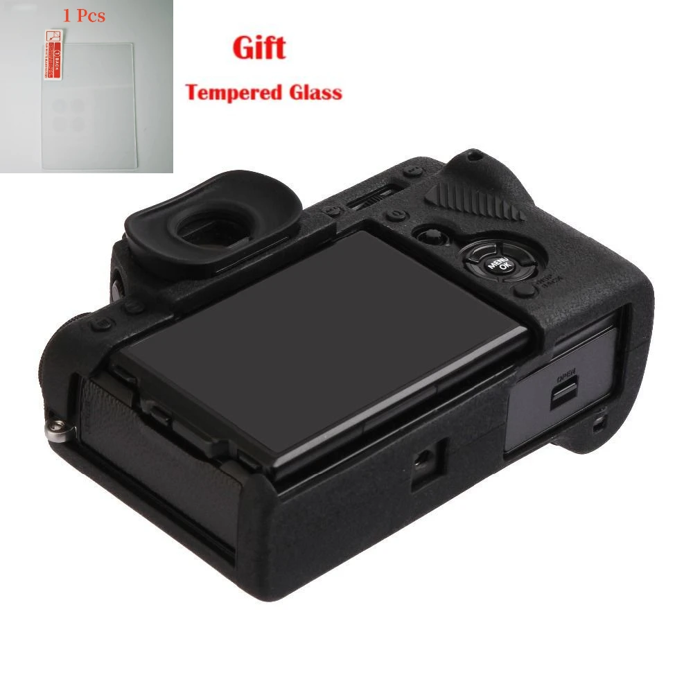 

Soft Silicone Protective Case Cover Skin For Fujifilm X-T3 Litchi Anti-slip Silicone Case+ Tempered Glass LCD Protective Film