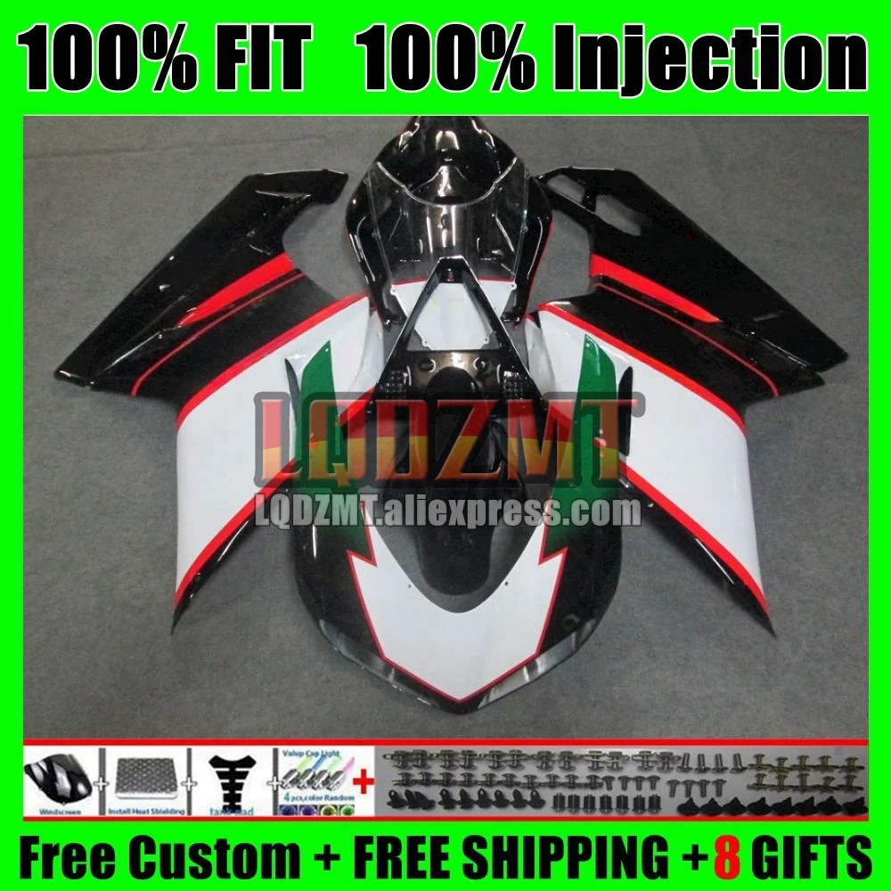 Injection For DUCATI 848 1098 1198 R Black green S 121No.6 848S 07 08 09 10 11 12 1098S 2007 2008 2009 2010 2011 2012 Fairing