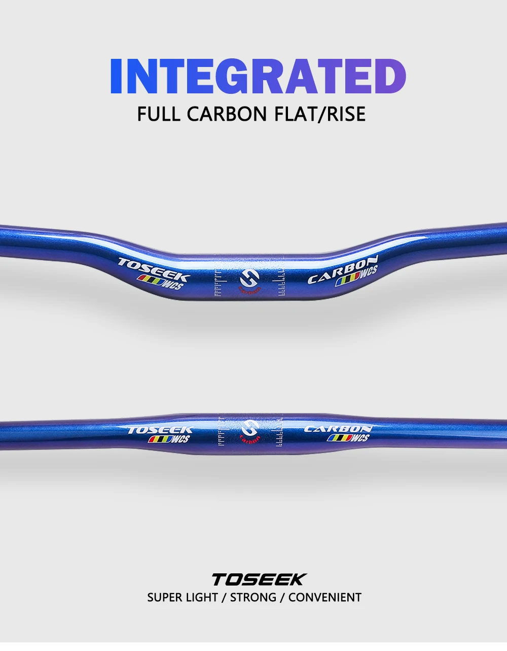 TOSEEK TM13 Fahrradlenker 31,8mm Carbonfaser-Lenker MTB Mountainbike Lenker Breite 580mm-760mm Glänzend Strahlend Blau – Detail 3