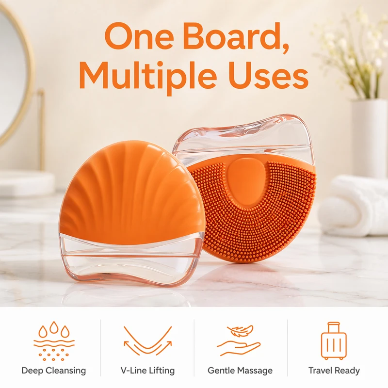 Portable Silicone Face Lifting Massager Scraping Board Smooth Non-Irritated for Skin Tightening V Face Eye Massage Tool