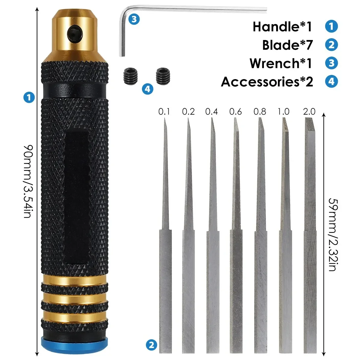 Model Chisel with Blades Gundam Resin Carved Scribe Line Hobby Cutting Tool Chisel 7 Blades Tools for RC Car / Drone Repairing