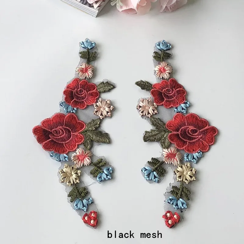 メッシュ刺繍生地貼り付けパッチ,ドレス,衣類,チャイナドレス,手刺sewingアクセサリー,1ペア