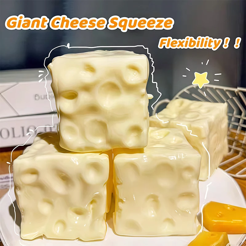 

Большой антистрессовый мяч-кубик в форме сыра, не прыгающий, формируемый, для снятия стресса, сенсорная игрушка ASMR, подарок