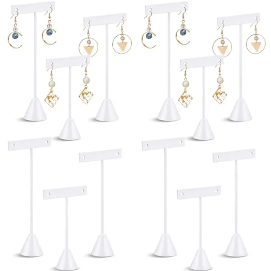 12 Pcs Earring Display Set T Bar Earring Display Stand with 3 Heights Earrings Stand for Jewelry Vendors White