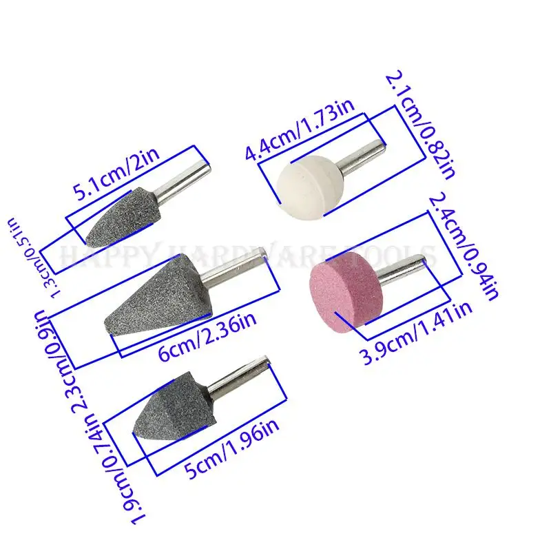 5 Buah Penggiling Batu Gigi yang Dipasang di Gigi, Hijau Merah Muda ​ Batu Putih Untuk Kontur Dan Pembentukan Porcelain Metal Shaft