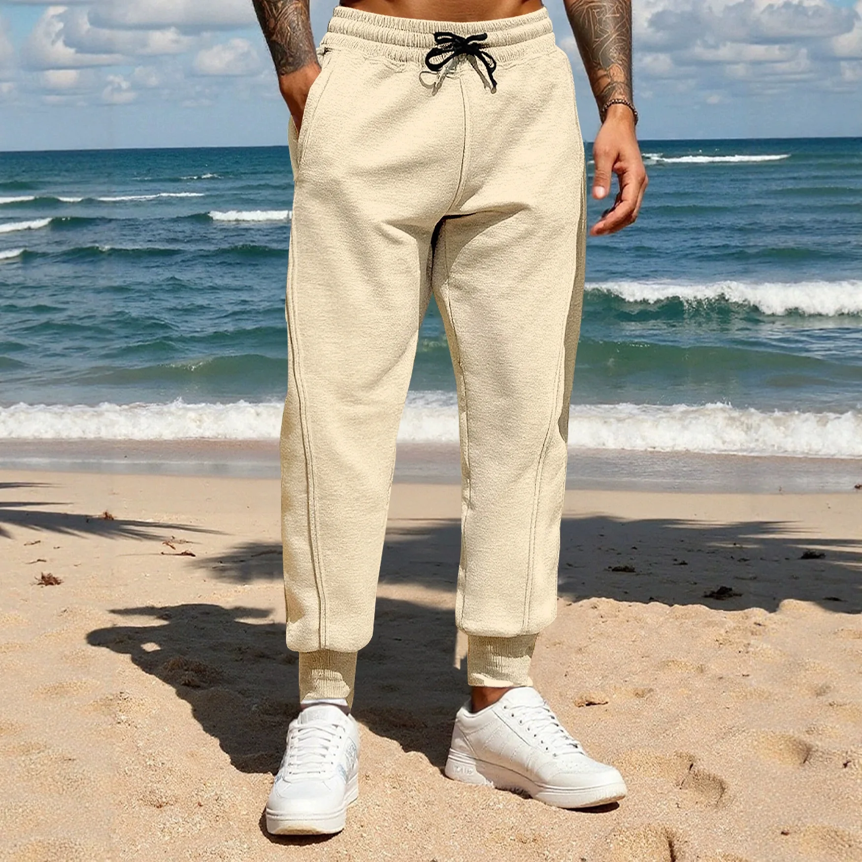 2025 herbst Neue Mode Europäischen Amerikanischen männer Einfarbig Casual Trendy Gerade Kordelzug Sport Hosen Männliche Hosen Kleidung