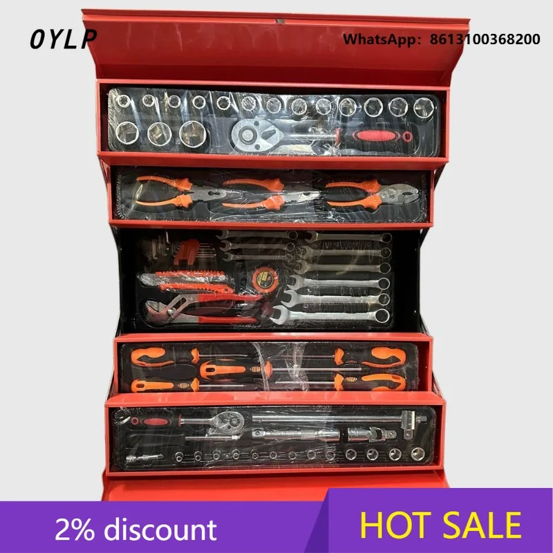 OYLP 85-Piece Hardware Toolbox Set Metal Home Auto Repair Tools Hard Case Including Ratchet Wrench Clamp