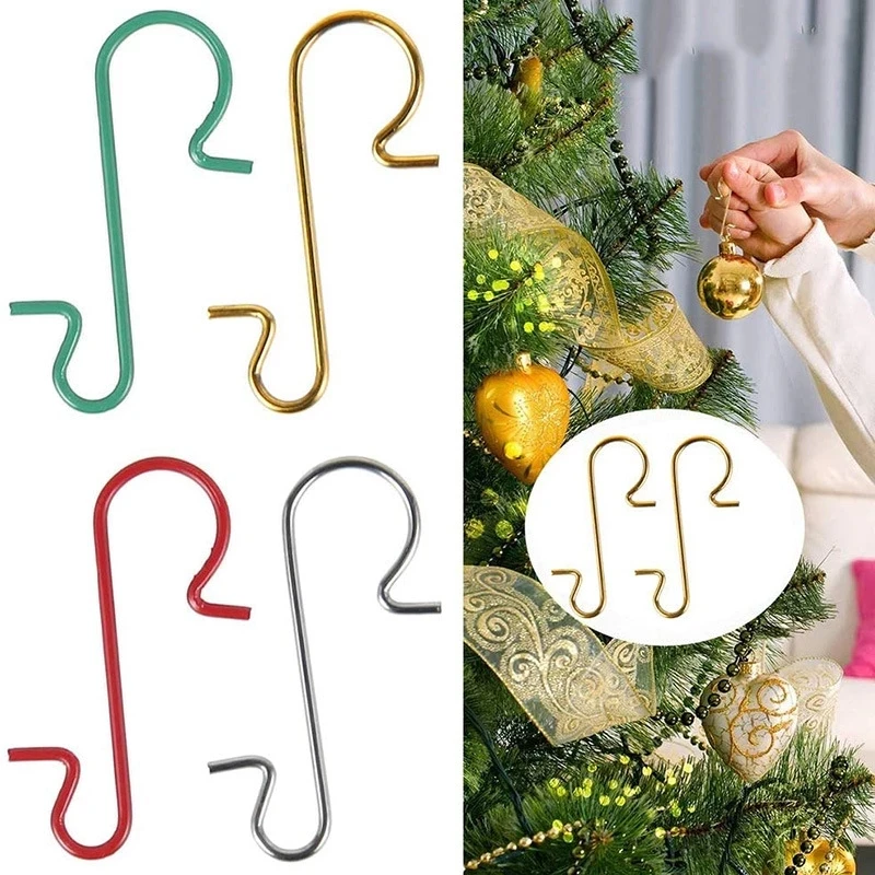 50Pcs Christmas Ornament Hooks Xmas Tree Decor Hanger Hook Stainless Steel S-Shaped Hook Birthday Party Supplies Home Accessory