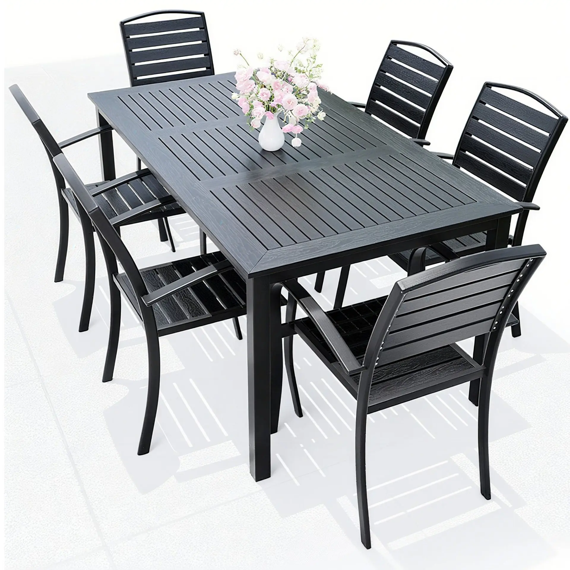 ชุดโต๊ะและเก้าอี้สำหรับกลางแจ้ง โต๊ะและเก้าอี้สำหรับกลางแจ้ง ทำจากไม้กันน้ำ สำหรับสวน ลานบ้าน ร้านกาแฟ โต๊ะรับประทานอาหาร สำหรับพักผ่อน