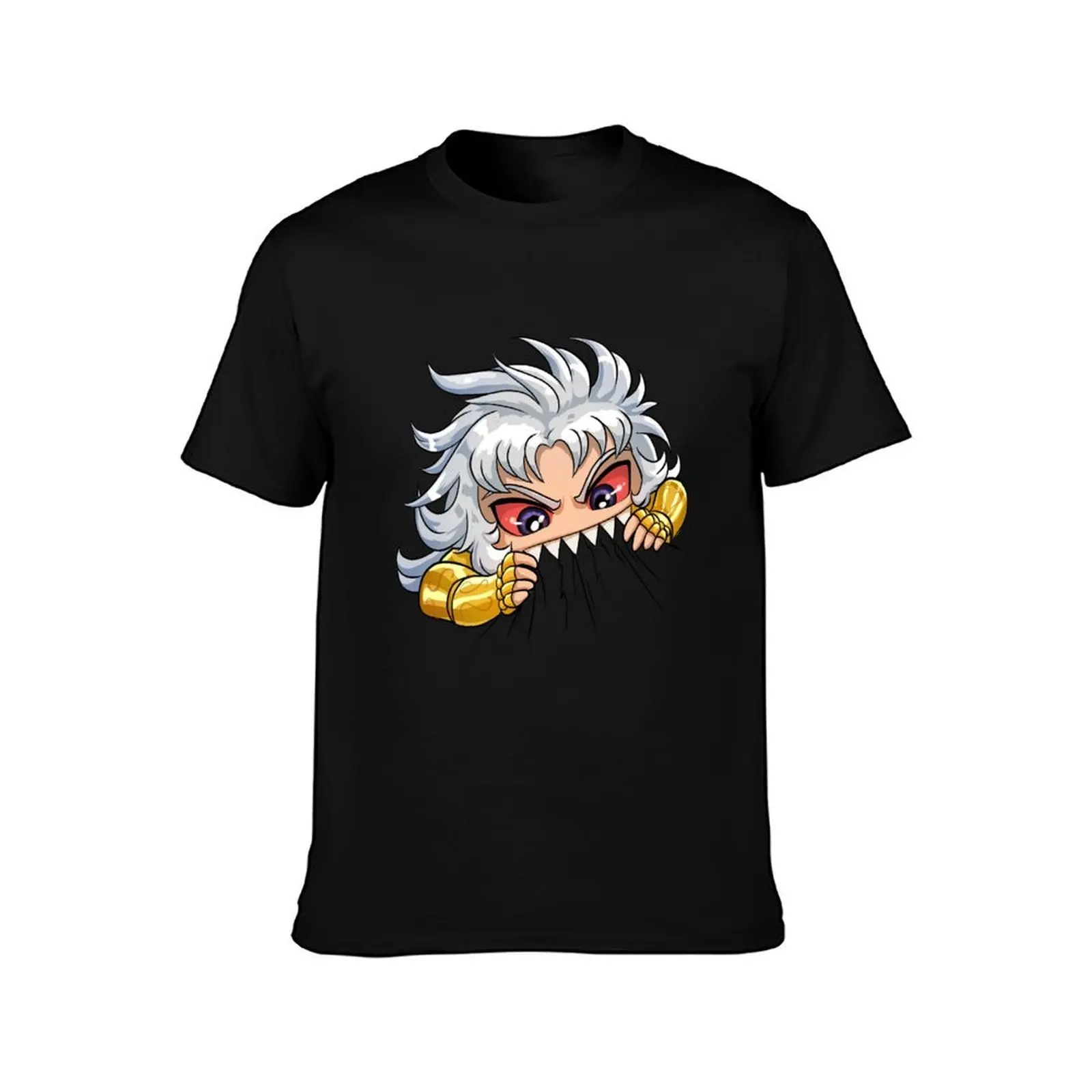 Chibi ESaga Bites T-Shirt, Summer Casual Cotton Tee, Oversized Streetwear Tops, Vintage Graphic Print, Loose Fit Short Sleeve