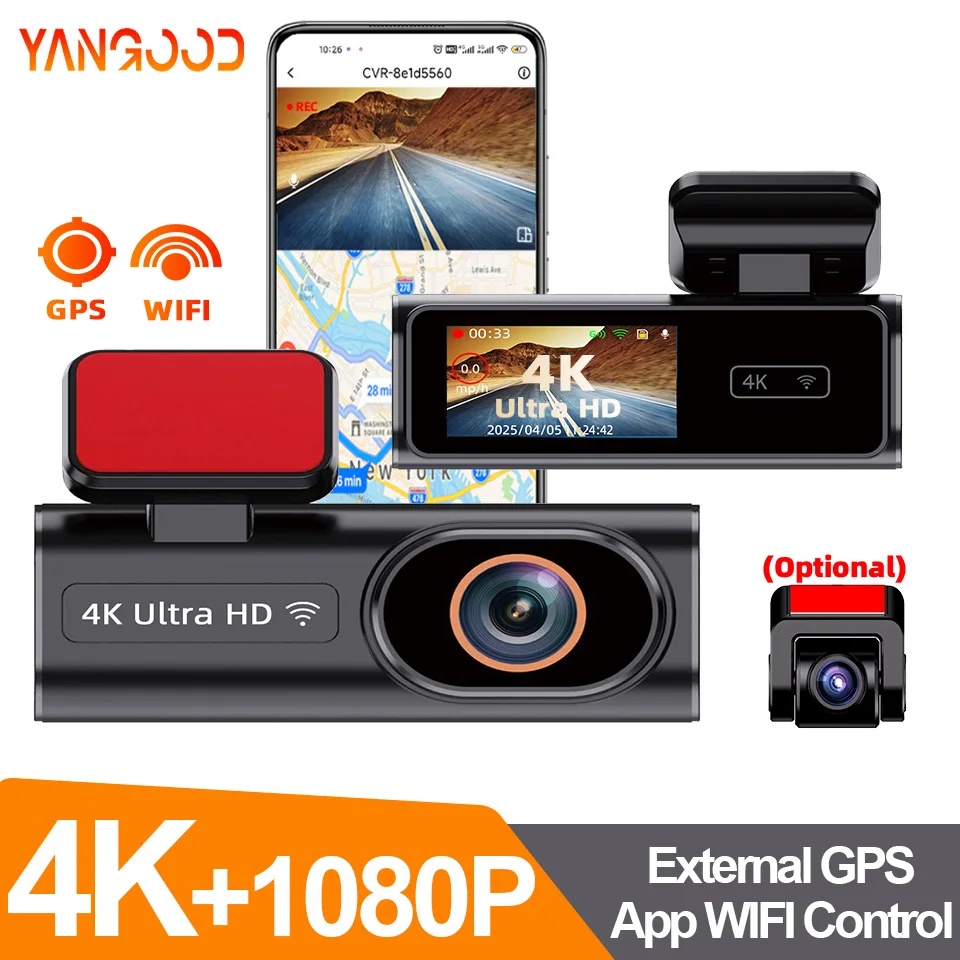 

Mini Portable Car DVR WIFl Support Front 4K Optional Rear 1080P And Extemal GPS Black Box Camera WDR Night Vision G-Sensor
