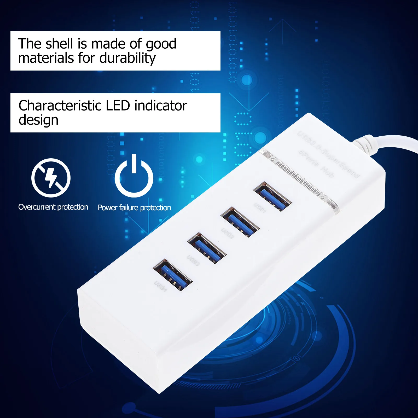 

USB-хаб 3.0 на 4 порта, адаптер расширения, многопортовый USB-разветвитель, высокая совместимость с устройствами USB 3.0, для ноутбуков и ПК