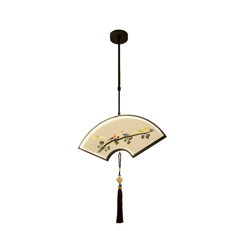 

27W LED Pendant Light Fan-Shape Bedroom Lounge Gallery Ceiling Scalable Pipe Ceramic tassel Pendant Lamp Fixture