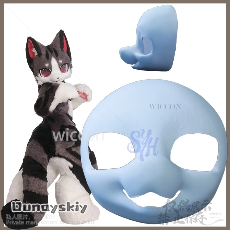 

Furry Cat Kigurumi Base Mask Fursuit Cosplay Anime Kig Head Beast Suit Skull Kawaii Lovely Headwear DIY Accessories Halloween