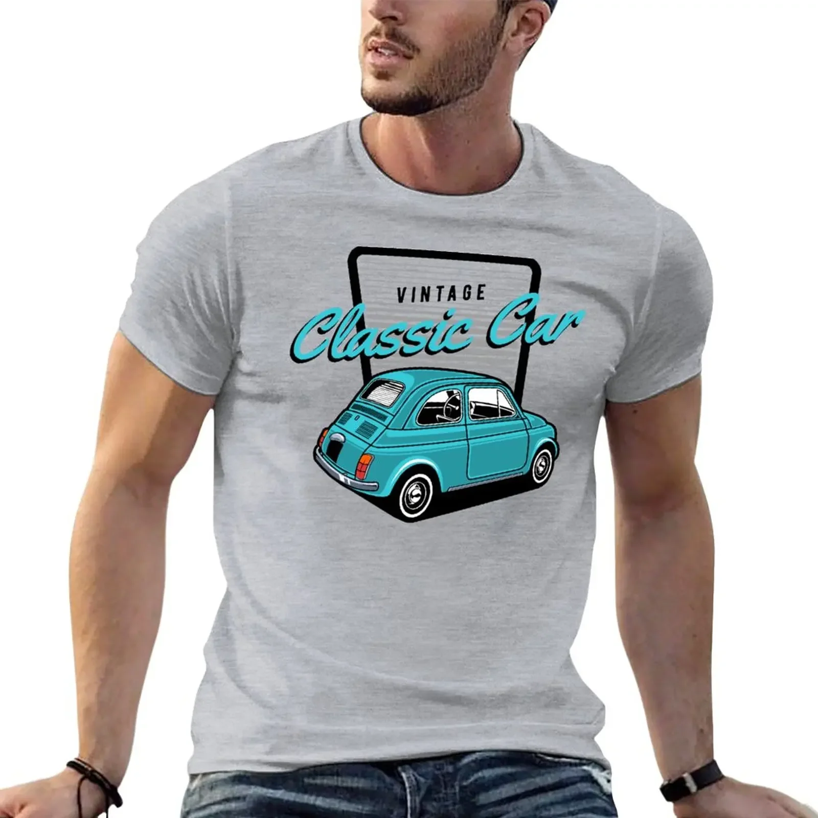 1975 Fiat 500 t-shirt śliczne topy chłopców biali dostosowywana grafika męska koszulka