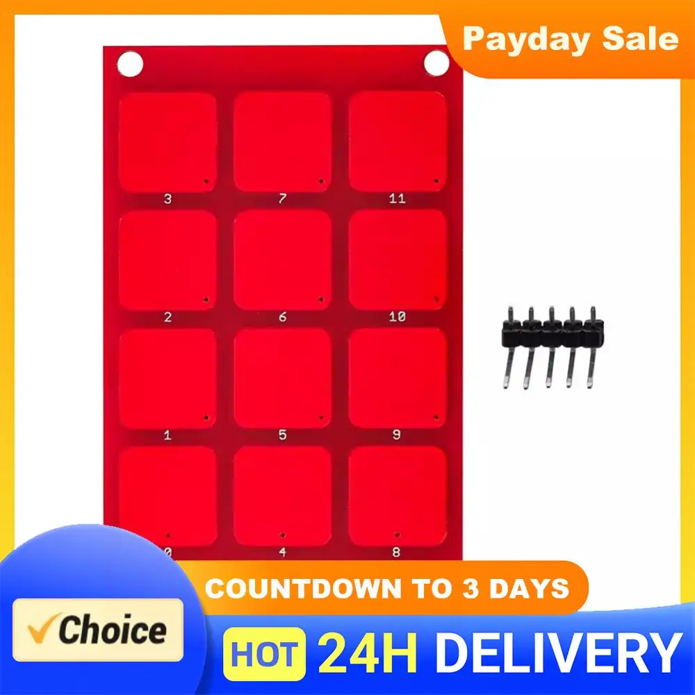MPR121 3x4 Buttons Keys Keyboard I2C Interface Capacitive Touch Sensor Key Board Keypad Sensitive Key Keyboard for Arduino