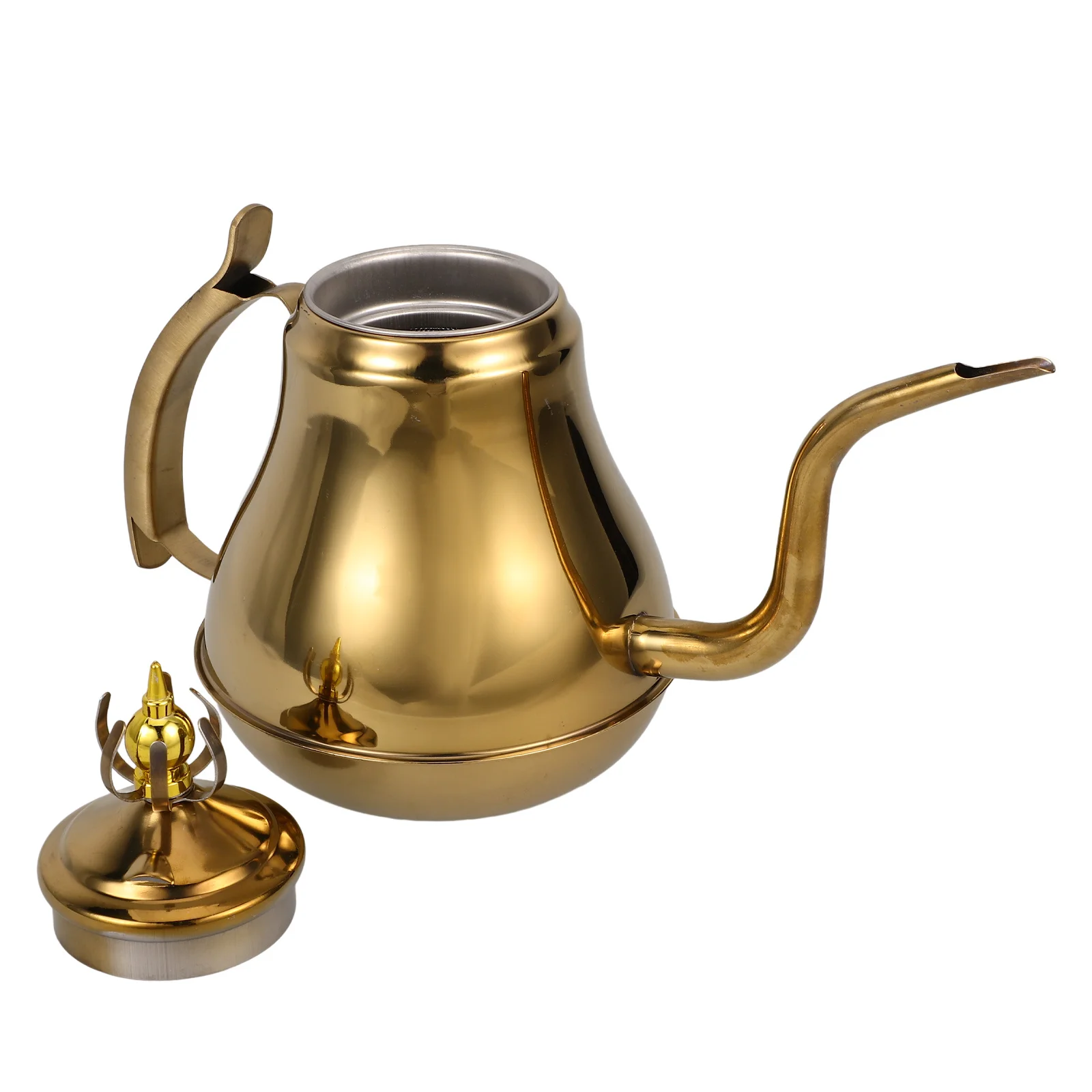 

Stainless Steel Tea Pot Gooseneck Infuser Teaware Heat Resistant Chic Design for Home and Office Use Stove Top Tea Kettle