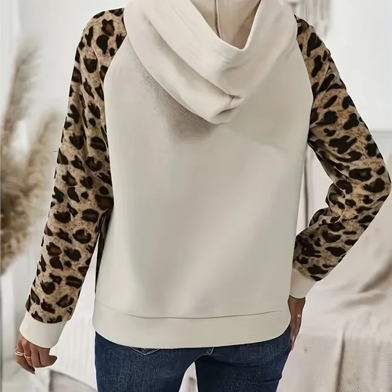 أزياء المرأة ل هوديي ربيع الخريف تنوعا التخسيس ليوبارد طباعة فضفاضة أعلى زر الربط الشارع نمط سيدة السترة #3