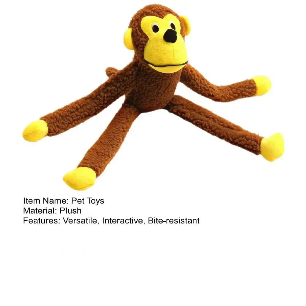 Niedliches Affen-Hundespielzeug aus Fleece-Plüsch, Quietschendes Kauspielzeug mit Langen Gliedmaßen, Bissfest, Stressabbauend, Interaktives Spielzeug – Detail 10