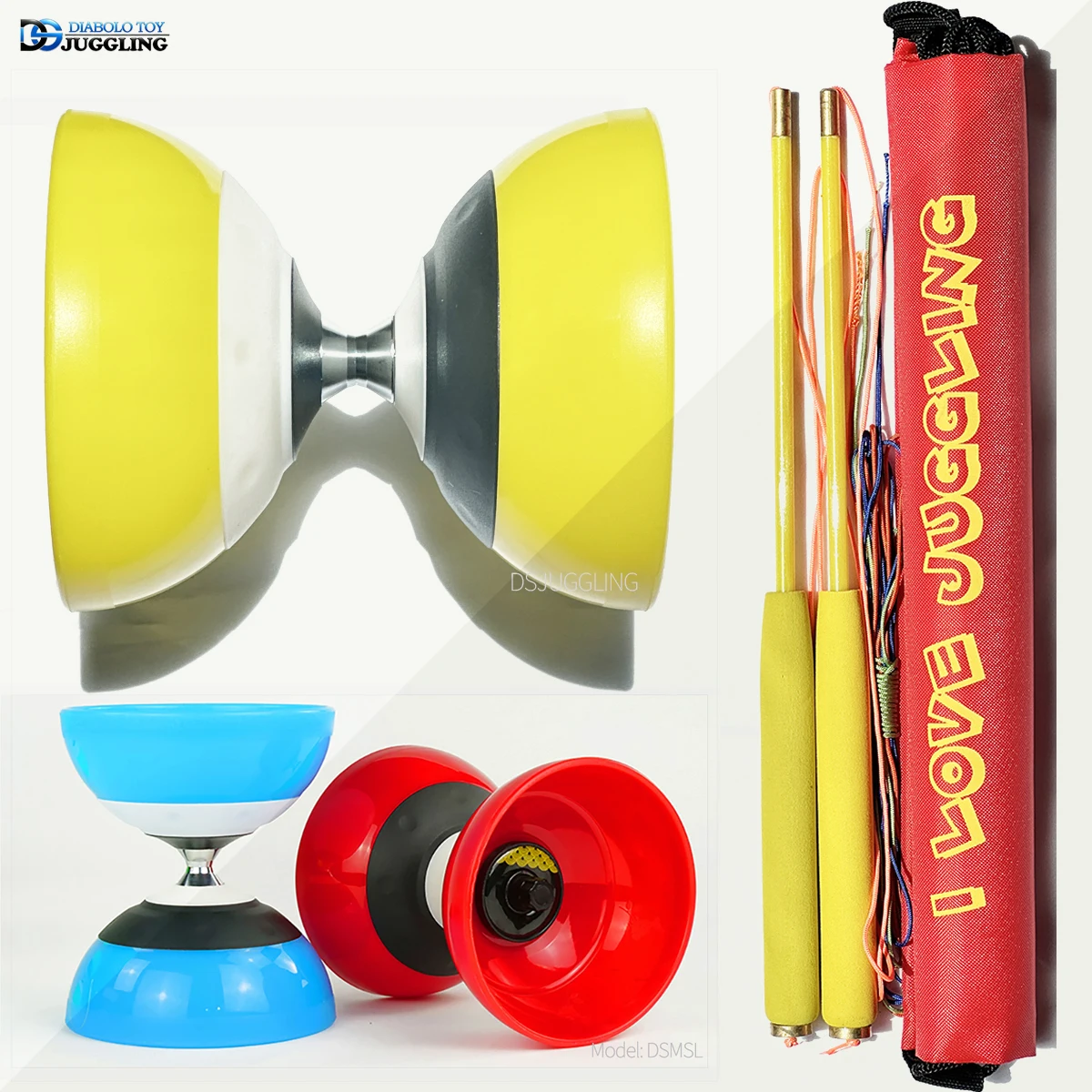 Tri Bearings Professional Diabolo Set Packing Hand-Sticks/Mesh Bag/Spare Strings (MSL)