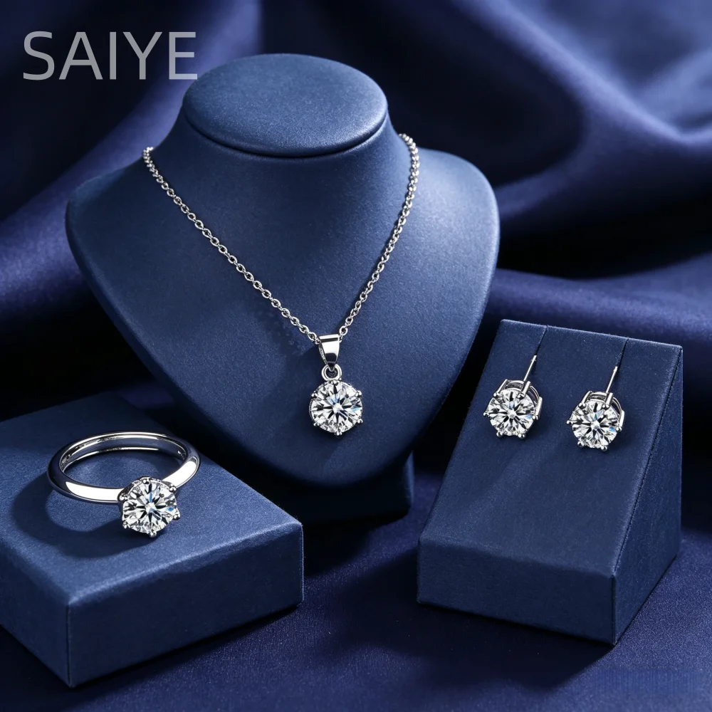 

Горячая распродажа: Набор ювелирных украшений из стерлингового серебра 925 пробы с муассанитом для женщин (колье, серьги, кольцо), роскошный свадебный подарок