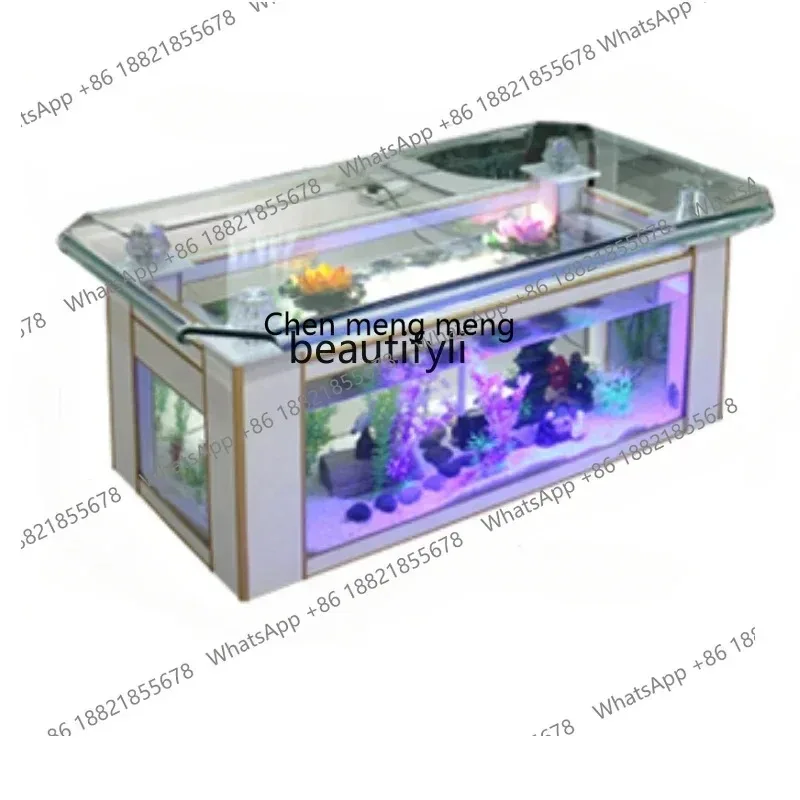 F181 l Ecological Tea Table Fish Tank Aquarium Glass Rectangular Large Creative Home Living Room Tea Table Fish Globe