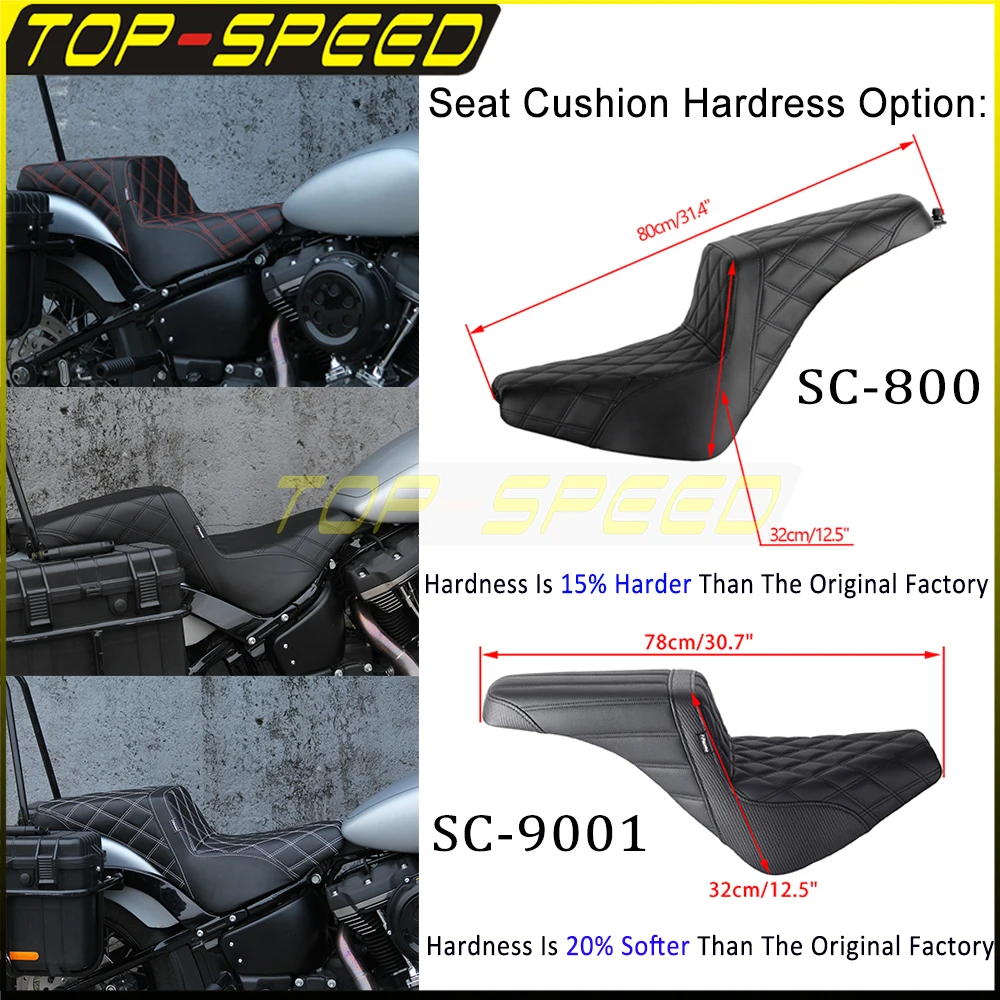 Motorcycle Seat Cushion Black Hump Saddle Seat For Harley Softail Street Bob Heritage Classic 114 Deluxe FXBBS FXST FLHC 2018-24